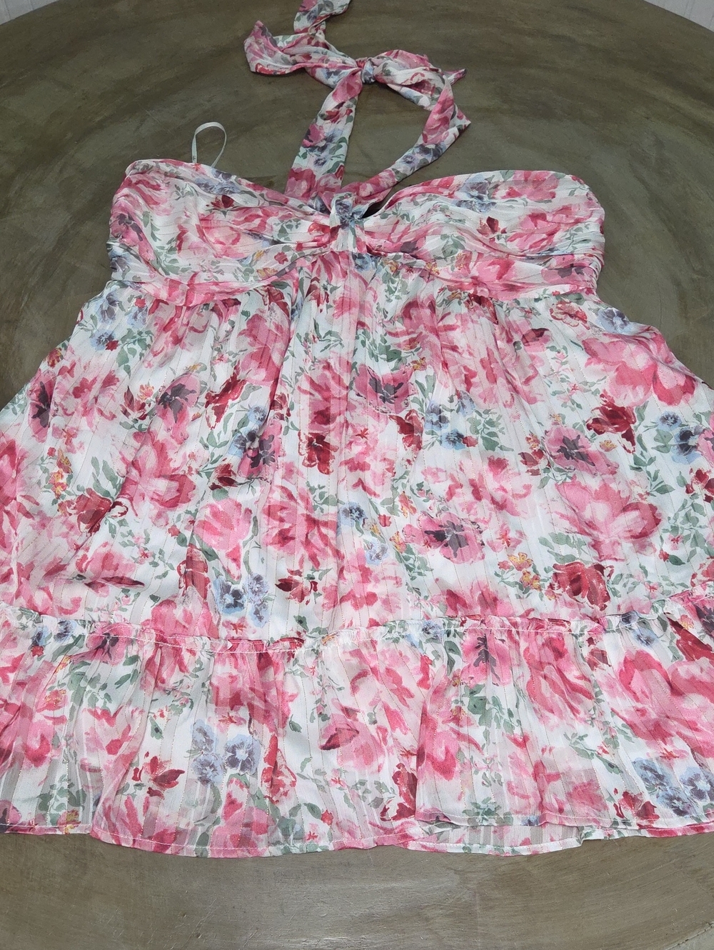 Lulu's Pink  Floral Halter Dress